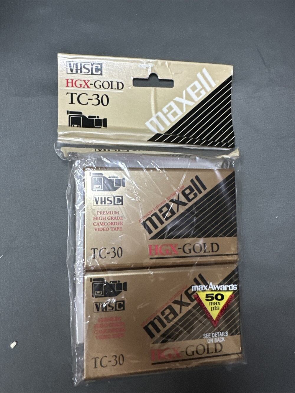 ( 2 Tapes) Maxell VHS-C HGX-Gold TC-30 Camcorder Video Tape Cassette VHSC